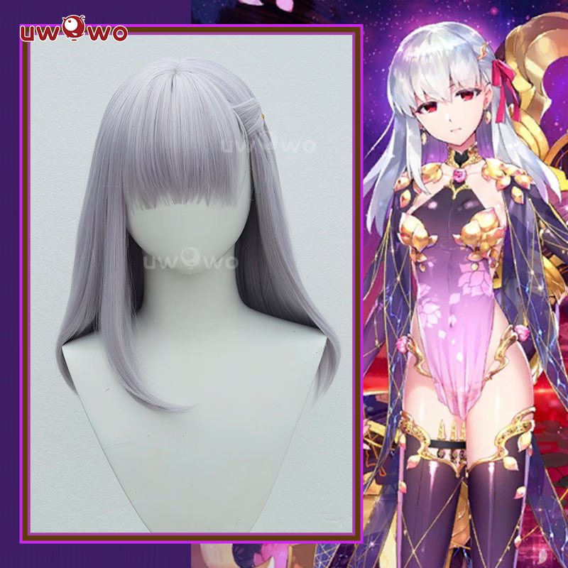 Uwowo Game Fate/Grand Order Assassin Kama Stage 2 Cosplay Wig Long Light Purple Hair